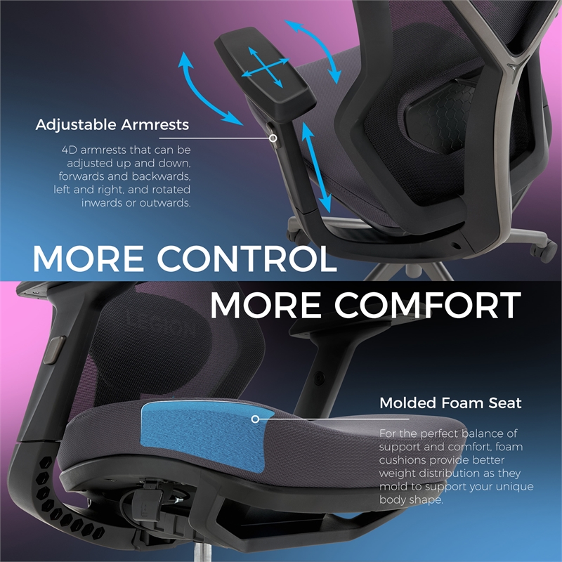 Maklaine Modern / Contemporary Mesh Gaming Fabric Chair Space Gray