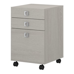 Maklaine Engineered Wood Echo 3 Drawer Mobile File Cabinet in Gray Sand