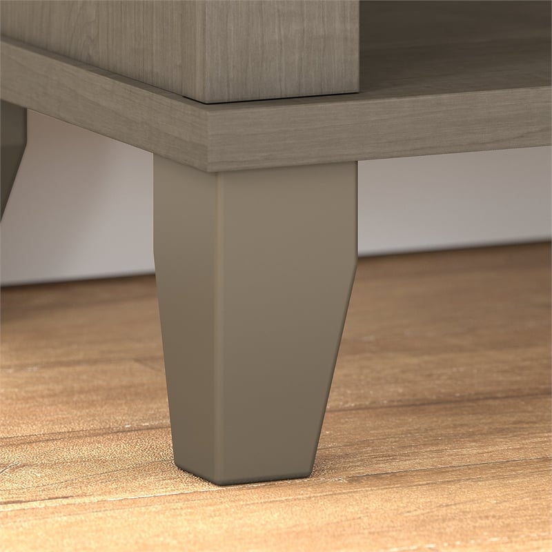 Maklaine Wood Modern Transitional 5 Shelf Bookcase in Ash Gray