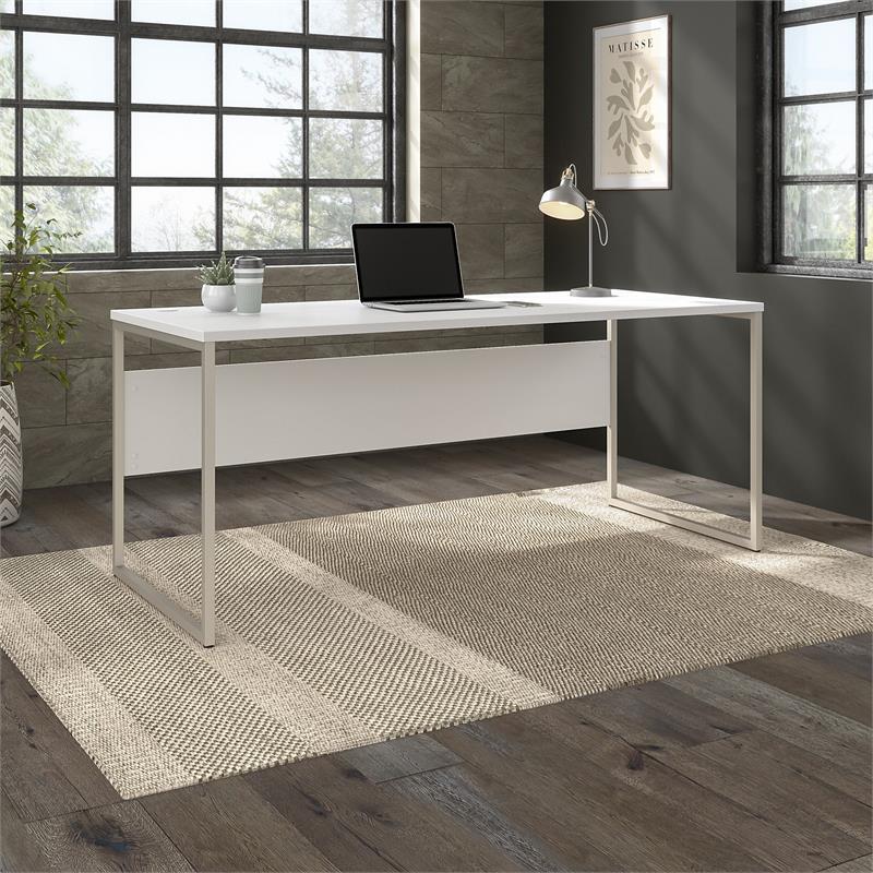 Maklaine Engineered Wood 72W x 30D Computer Table Desk in White