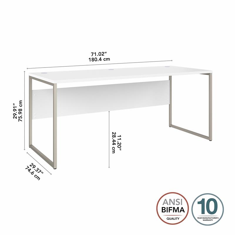 Maklaine Engineered Wood 72W x 30D Computer Table Desk in White