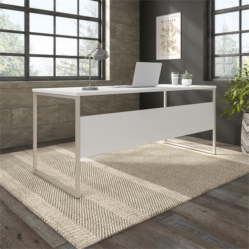 Maklaine Engineered Wood 72W x 30D Computer Table Desk in White