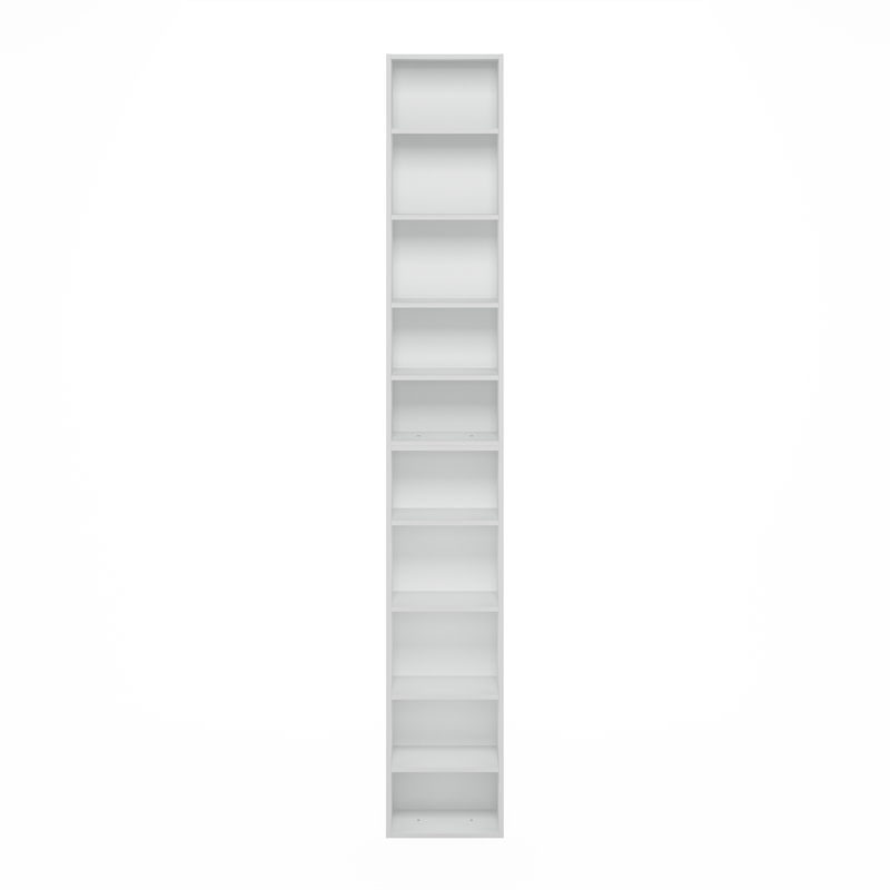 Maklaine Engineered Wood Contemporary 10-Tier Open Shelf Bookcase in White