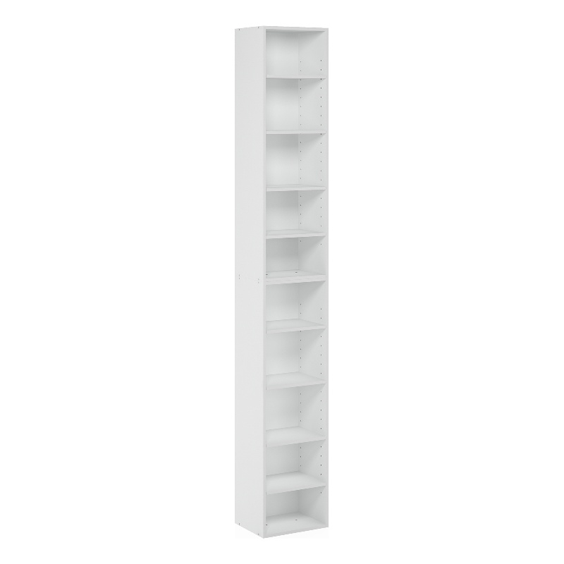 Maklaine Engineered Wood Contemporary 10-Tier Open Shelf Bookcase in White