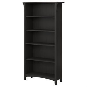 Maklaine Mission Wood 5 Shelf Bookcase in Vintage Black Finish