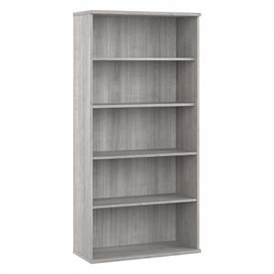Maklaine Engineered Wood Tall 5 Shelf Bookcase in Platinum Gray