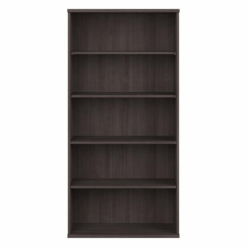 Maklaine Engineered Wood Tall 5 Shelf Bookcase in Storm Gray
