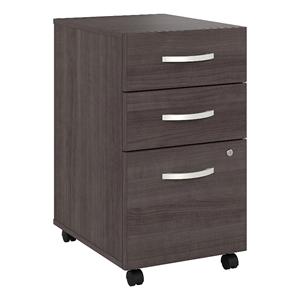 Maklaine Engineered Wood 3 Drawer Mobile File Cabinet in Storm Gray