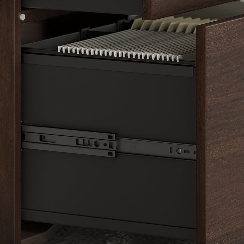 Maklaine Engineered Wood Office Storage Cabinet with Drawers in Black Walnut