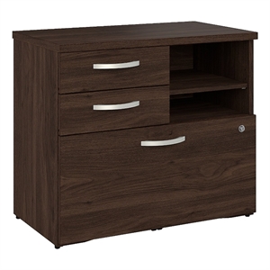 Maklaine Engineered Wood Office Storage Cabinet with Drawers in Black Walnut