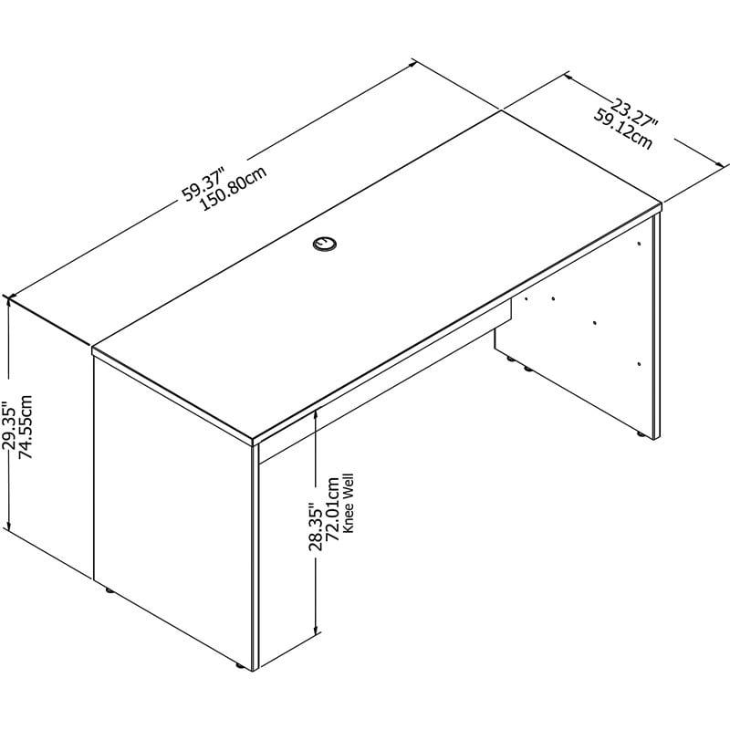 Maklaine Engineered Wood 60W x 24D Credenza Desk in Platinum Gray