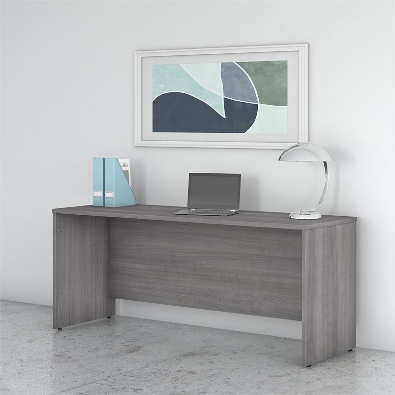 Maklaine Engineered Wood 72W x 24D Credenza Desk in Platinum Gray