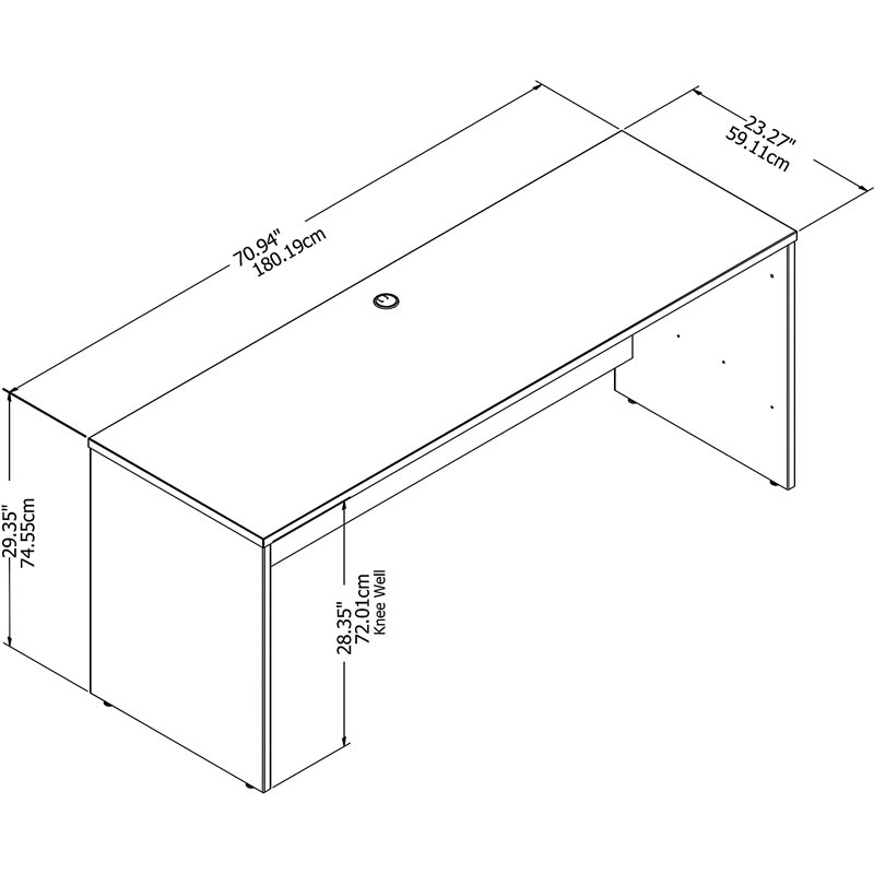 Maklaine Engineered Wood 72W x 24D Credenza Desk in Platinum Gray