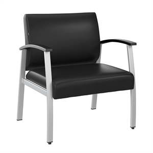 Maklaine Contemporary Waiting Room Guest Chair in Black Vinyl