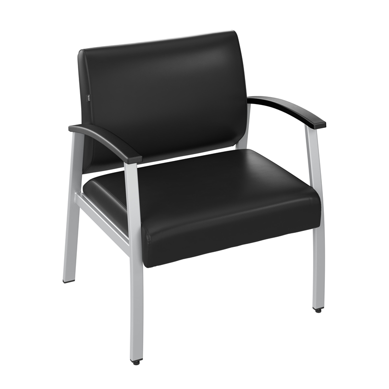 Maklaine Contemporary Waiting Room Guest Chair in Black Vinyl