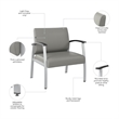 Maklaine Contemporary Waiting Room Guest Chair in Light Gray Vinyl
