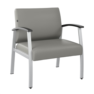 Maklaine Contemporary Waiting Room Guest Chair in Light Gray Vinyl