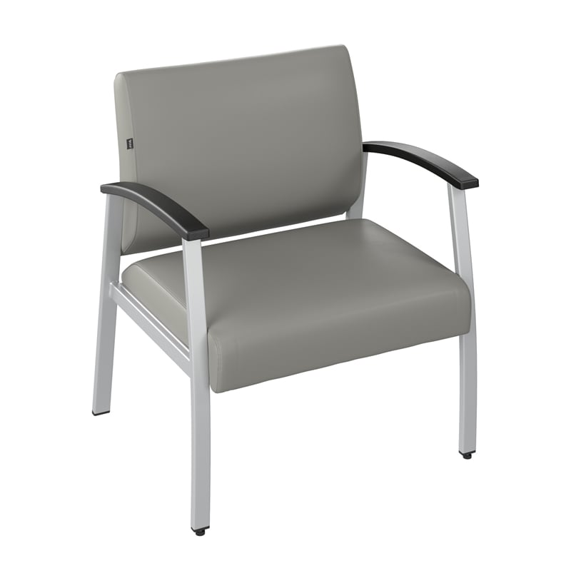 Maklaine Contemporary Waiting Room Guest Chair in Light Gray Vinyl