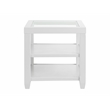 Maklaine Wood and Glass Top White End Table with Shelves Storage
