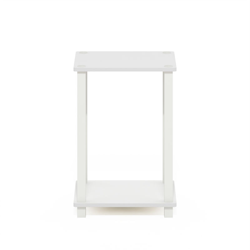 Maklaine Engineered Wood Contemporary End Table in Small in White/White
