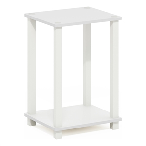 Maklaine Engineered Wood Contemporary End Table in Small in White/White