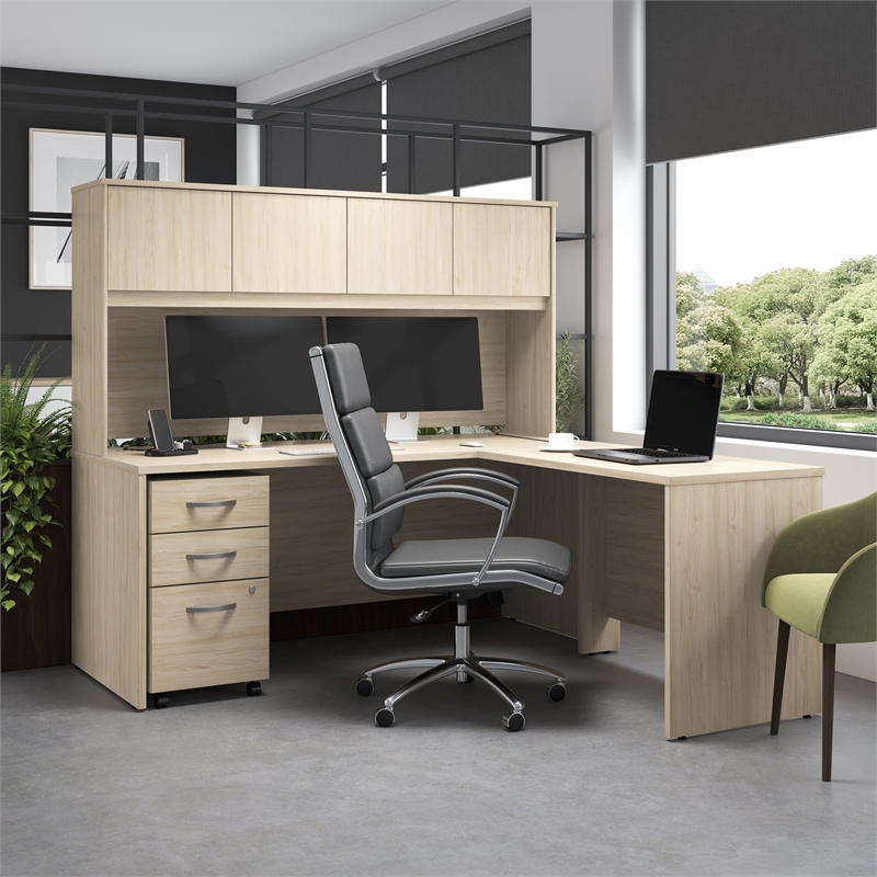 Maklaine Contemporary Engineered Wood 42W Desk Return in Natural Elm