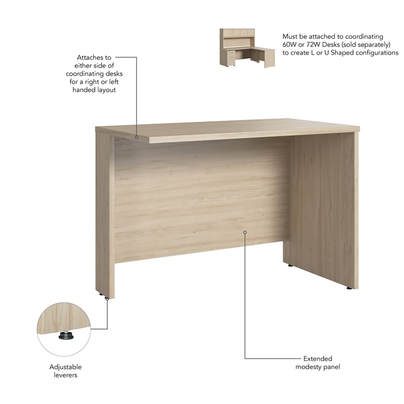 Maklaine Contemporary Engineered Wood 42W Desk Return in Natural Elm