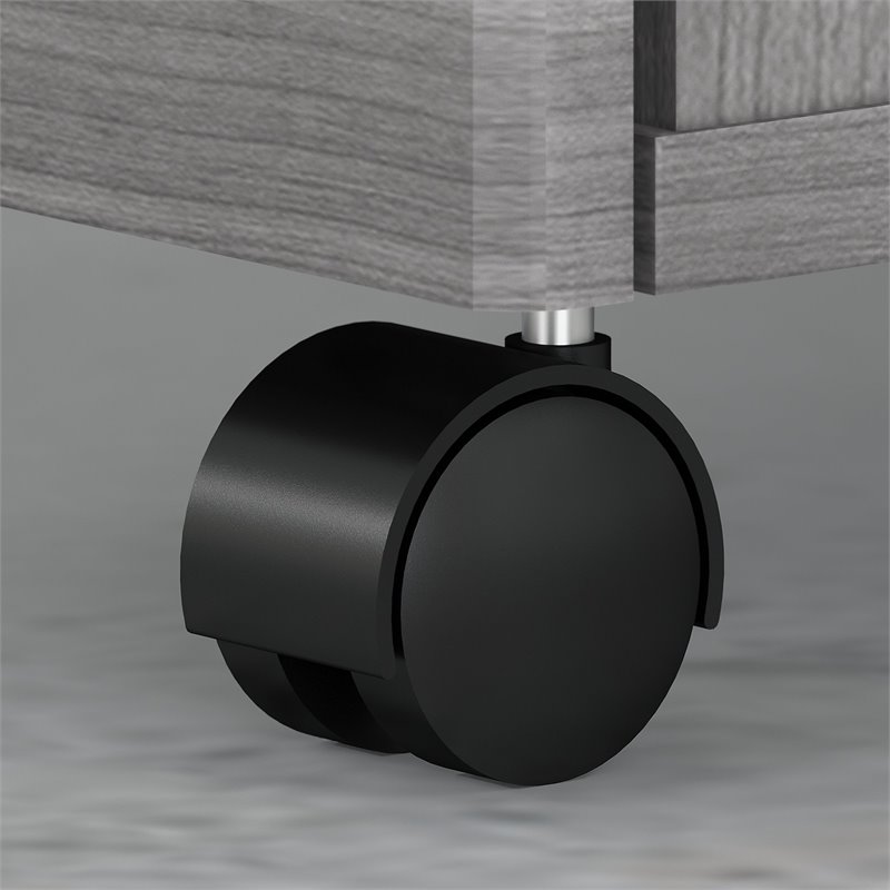 Maklaine Engineered Wood 3 Drawer Mobile File Cabinet in Platinum Gray