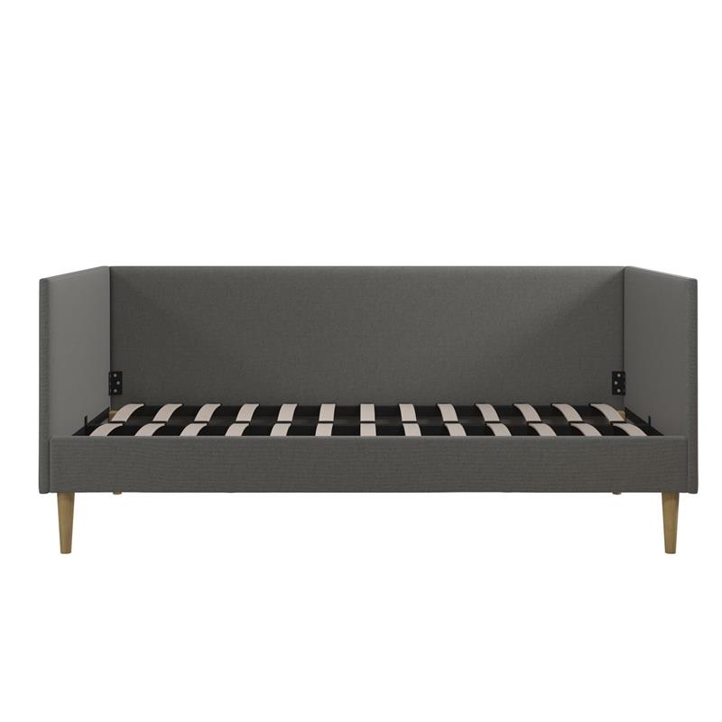 Maklaine Mid-Century Upholstered Daybed Twin Size in Gray Linen