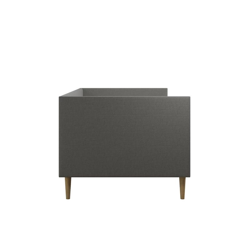 Maklaine Mid-Century Upholstered Daybed Twin Size in Gray Linen