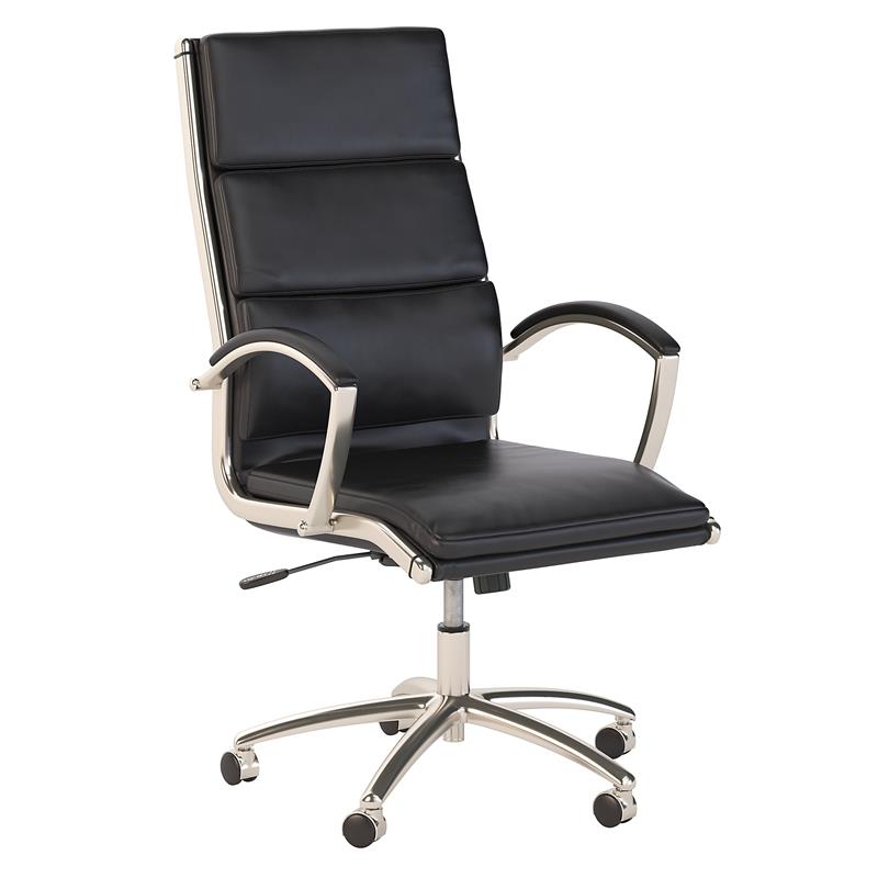 Maklaine High Back Contemporary Faux Leather Executive Chair in Black