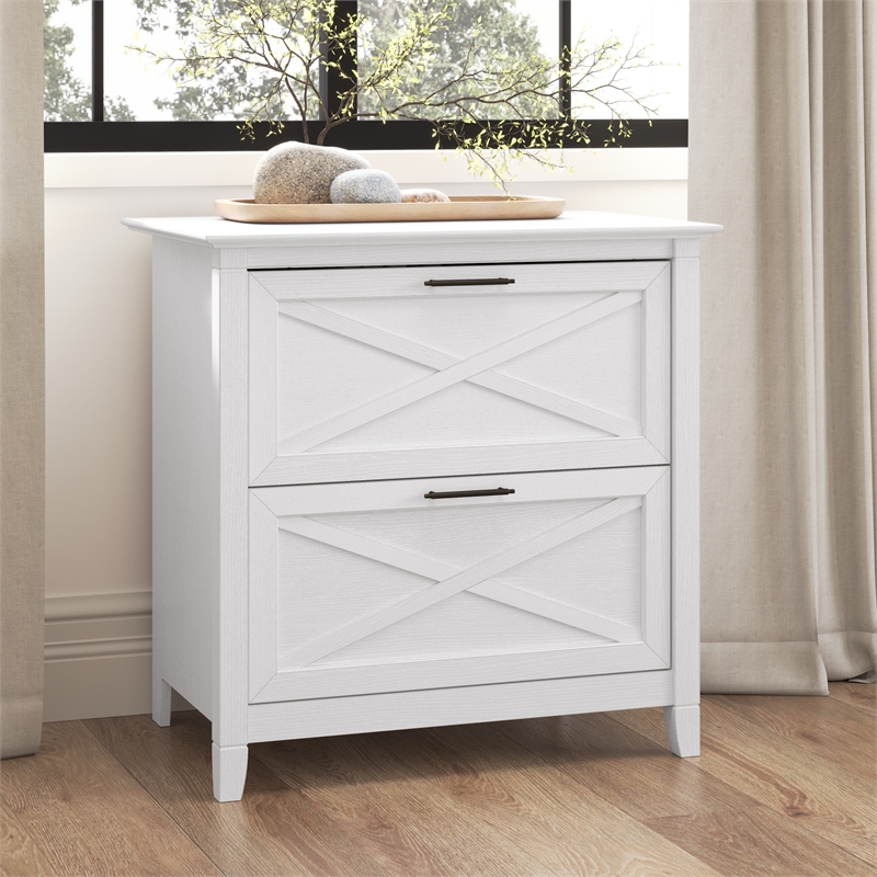 Maklaine Contemporary 2 Drawer File Cabinet in Pure White Oak