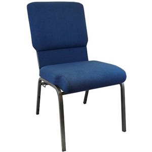 Maklaine Contemporary 18.5&quot Fabric Church Chair in Navy and Silver Vein