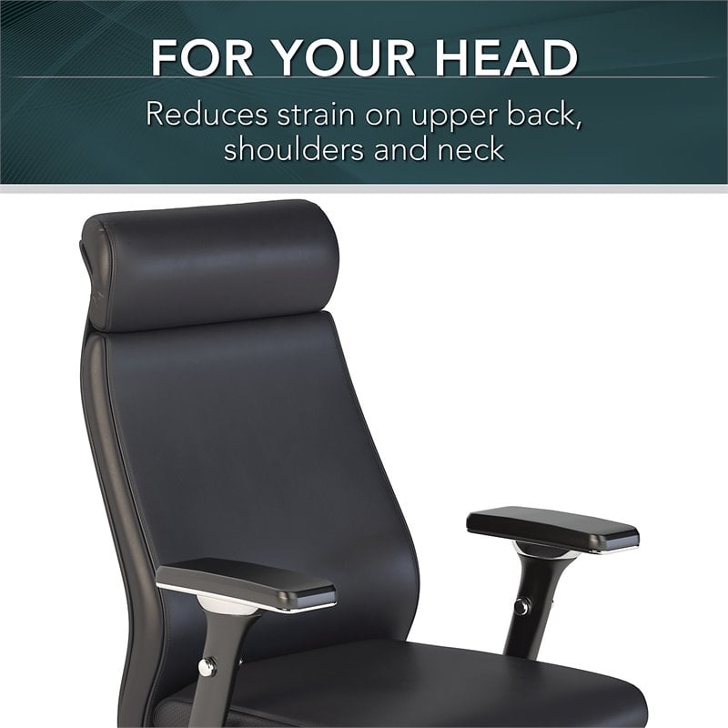 Maklaine High Back Contemporary Faux Leather Executive Chair in Black