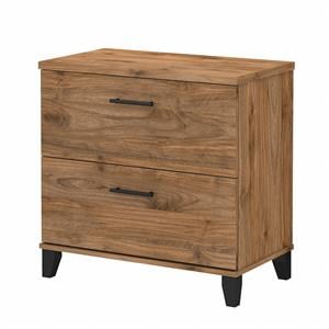 Maklaine Engineered Wood 2 Drawer Lateral File Cabinet in Fresh Walnut