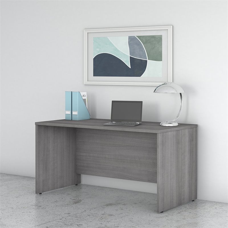 Maklaine Engineered Wood 60W x 30D Office Desk in Platinum Gray