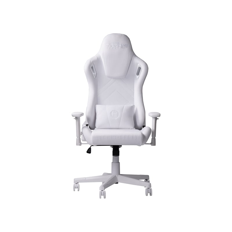 Maklaine Contemporary Sport Velvet Fabric Gaming Chair in White