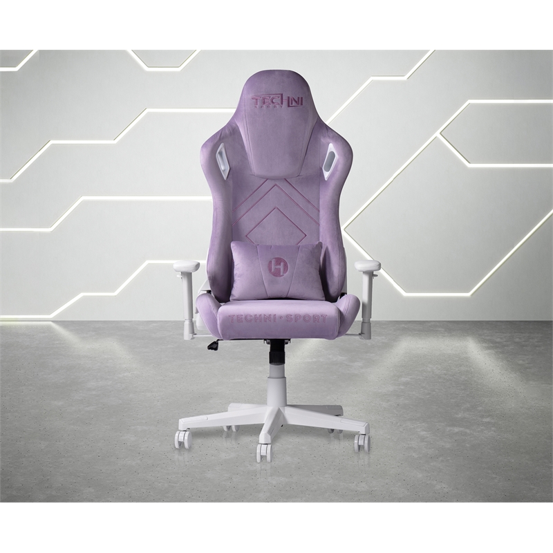 Maklaine Contemporary Sport Velvet Fabric Gaming Chair in Purple