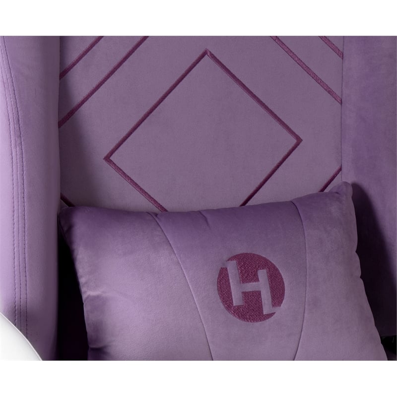 Maklaine Contemporary Sport Velvet Fabric Gaming Chair in Purple
