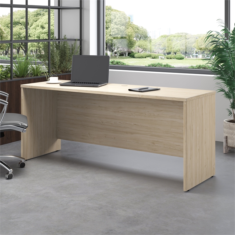 Maklaine Engineered Wood 72W x 24D Credenza Desk in Natural Elm