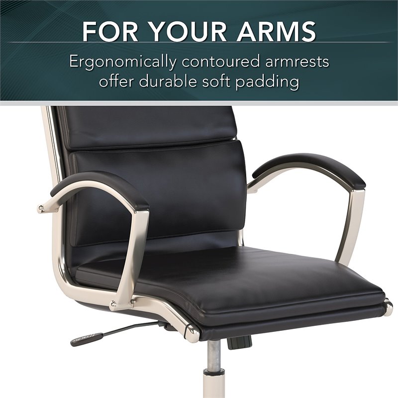 Maklaine High Back Contemporary Faux Leather Executive Office Chair in Black