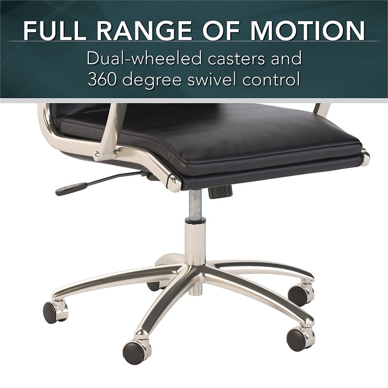 Maklaine High Back Contemporary Faux Leather Executive Office Chair in Black