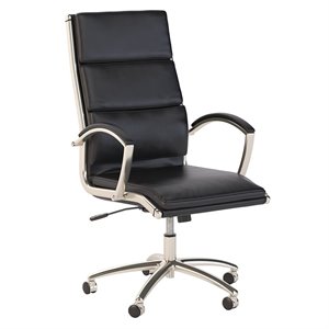 Maklaine High Back Contemporary Faux Leather Executive Office Chair in Black
