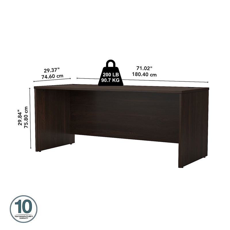 Maklaine Engineered Wood 72W x 30D Office Desk in Black Walnut
