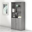 Maklaine Engineered Wood 5 Shelf Bookcase with Doors in Platinum Gray