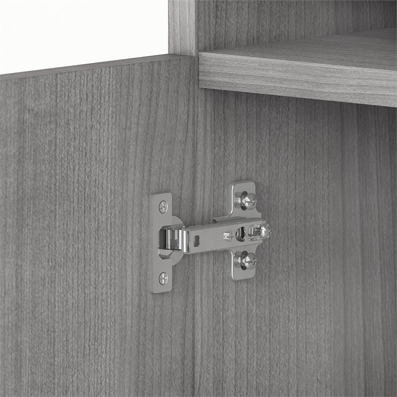 Maklaine Engineered Wood 5 Shelf Bookcase with Doors in Platinum Gray