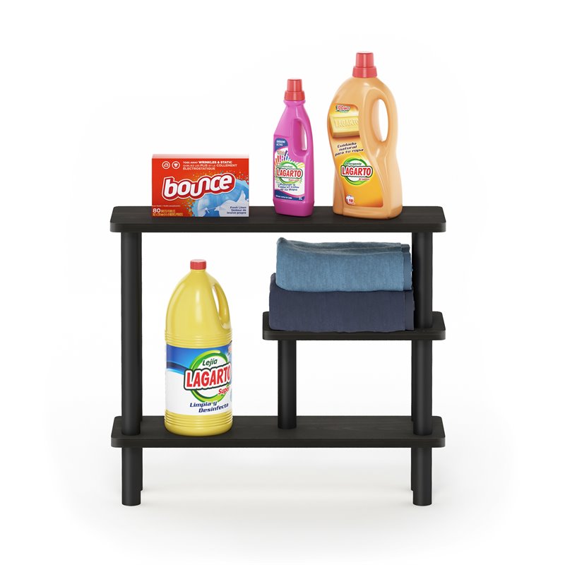 Maklaine Turn-N-Tube Wood Slim Space Saving Storage Rack in Espresso/Black