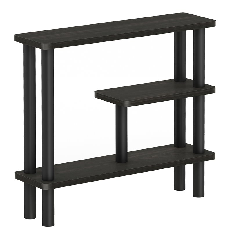 Maklaine Turn-N-Tube Wood Slim Space Saving Storage Rack in Espresso/Black