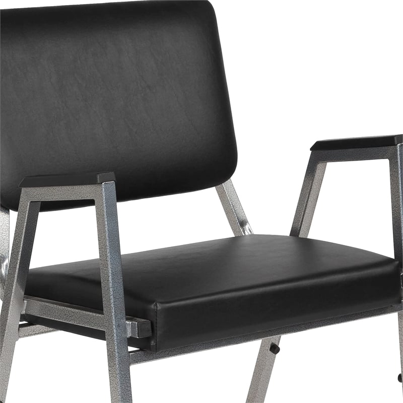 Maklaine Contemporary Faux Leather Reception Arm Chair in Black