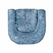 Maklaine Fully Upholstered Coastal Swivel Club Chair in Blue Seashell Pattern